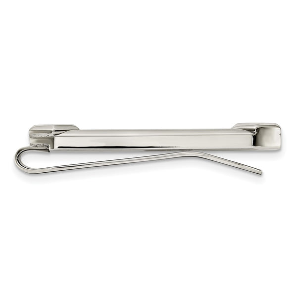 Chisel Polished Stainless Steel Cross Money Clip with CZ Inlay