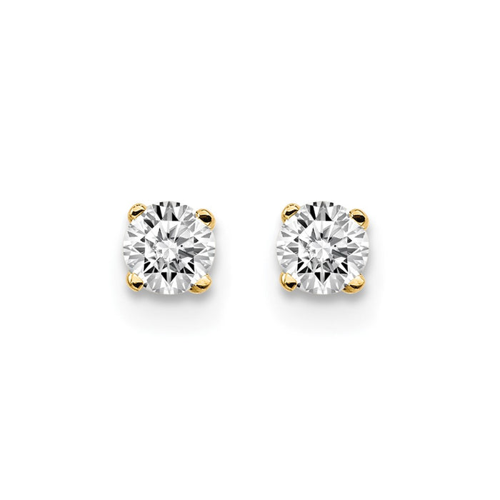 Buy Stylish 14K Yellow Gold Push-On Post Earrings with .20ct I2 Diamonds-3