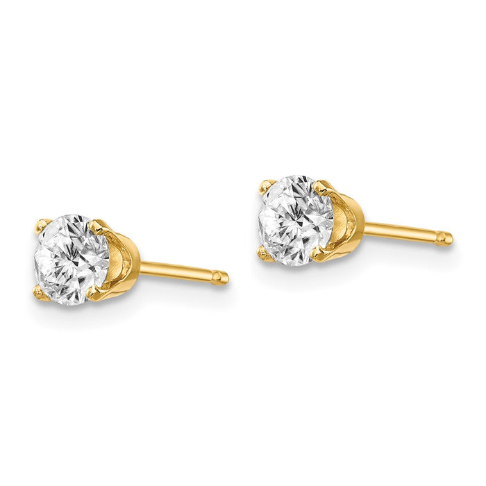 Designer 14K Yellow Gold .70ct I2 K-L Diamond Push-On Earrings - Stylish Value-2