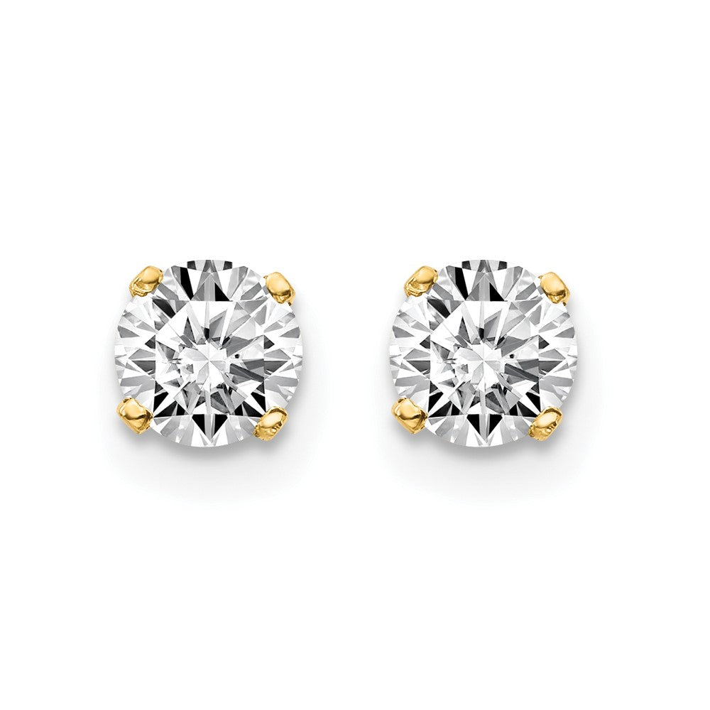 Designer 14K Yellow Gold .70ct I2 K-L Diamond Push-On Earrings - Stylish Value