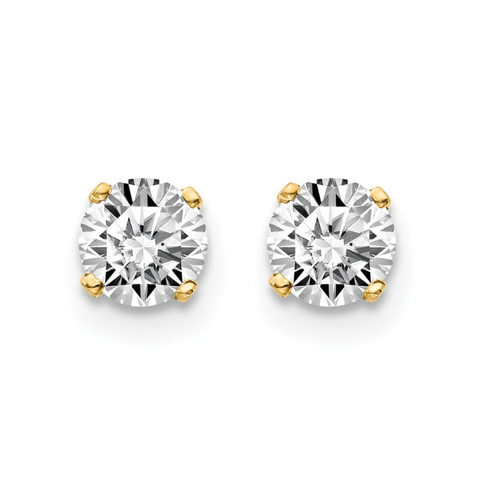 Designer 14K Yellow Gold .70ct I2 K-L Diamond Push-On Earrings - Stylish Value-3