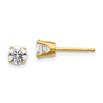 Designer 14K Yellow Gold .70ct I2 K-L Diamond Push-On Earrings - Stylish Value