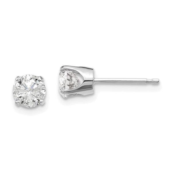 14K Gold Push-On Post Stud Earrings with .95ct I2 K-L Diamonds