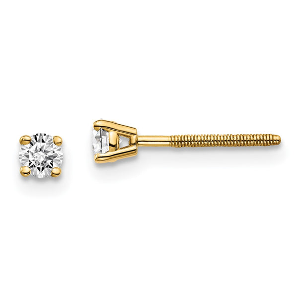 14K Gold .20ct Diamond Stud Earrings - Thread-On Closure
