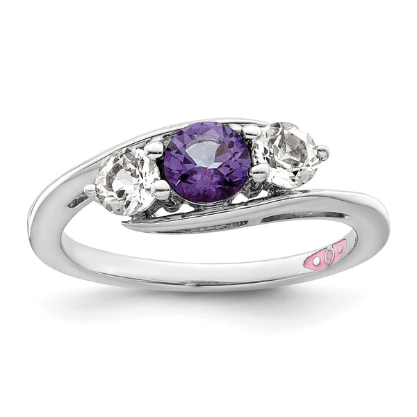 Survivor Collection Sue Ring: 925 Sterling Silver, Rhodium-Plated, Topaz