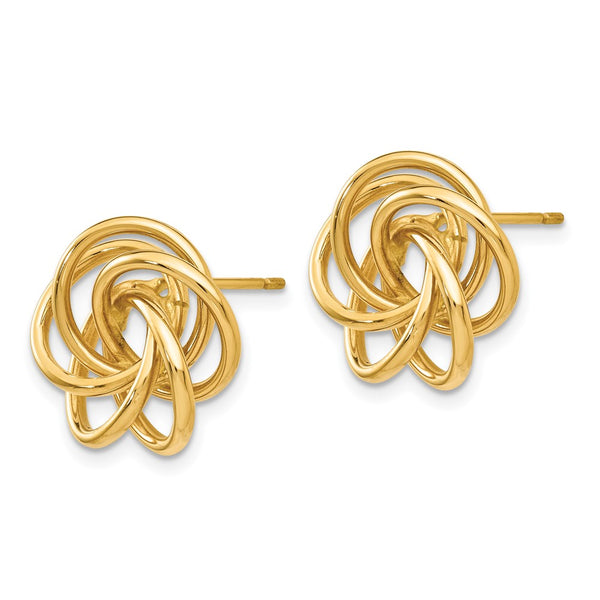14K Gold Polished Love Knot Stud Earrings - 0.85mm