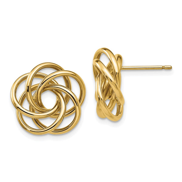 14K Gold Polished Love Knot Stud Earrings - 0.85mm