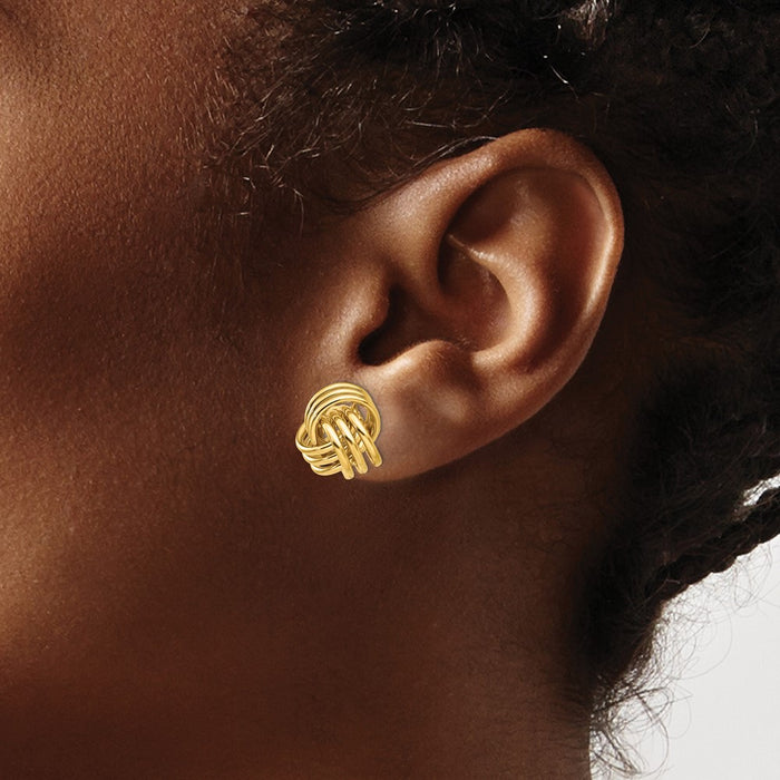 Shop Stylish 14K Gold Polished Triple Knot Stud Earrings - Affordable Luxury!-3