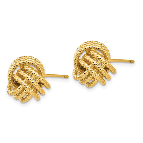 14K Gold Polished Twisted Love Knot Stud Earrings