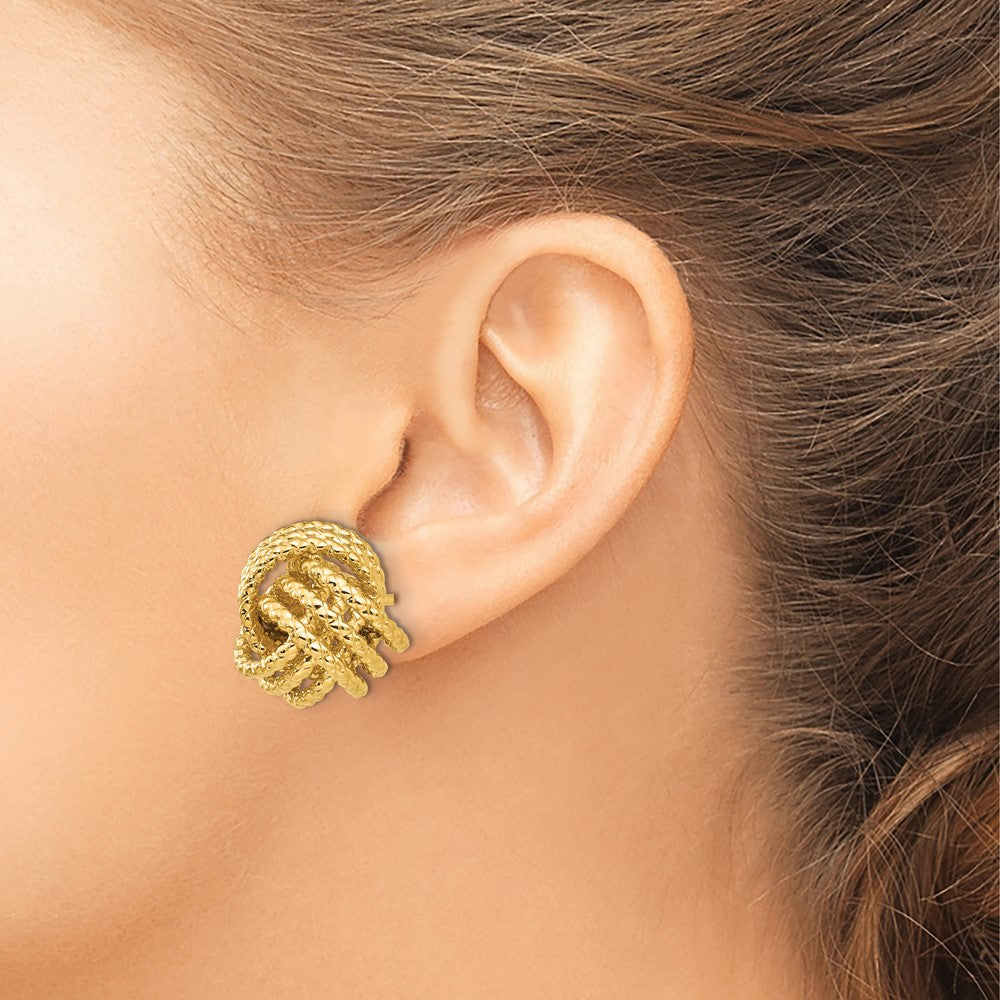 Buy Stylish 14K Gold Polished Twisted Love Knot Stud Earrings - Luxury Value