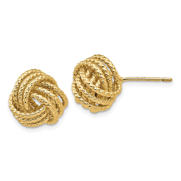 14K Gold Polished Twisted Love Knot Stud Earrings