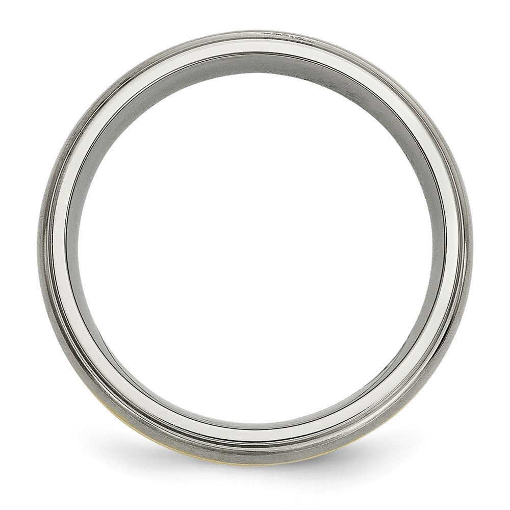 Buy Stylish 6mm Ridged Edge Band with 14K Gold Inlay & Titanium Center