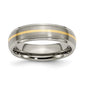 Buy 6mm Ridged Edge Titanium Band with 14K Gold Inlay | Luxury Style & Value-11