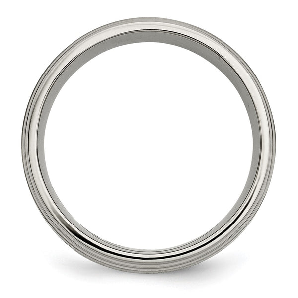 8mm Ridged Edge Band with Brushed Titanium & 14K Gold Inlay