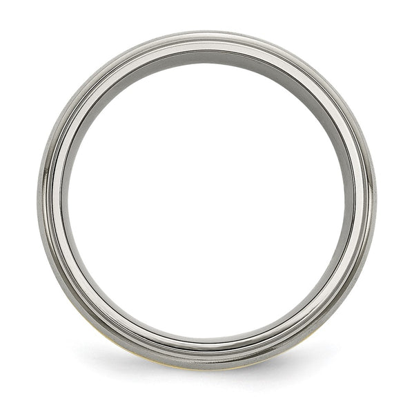 8mm Chiseled Titanium Band with 14K Gold Inlay - Style GR1-1027215