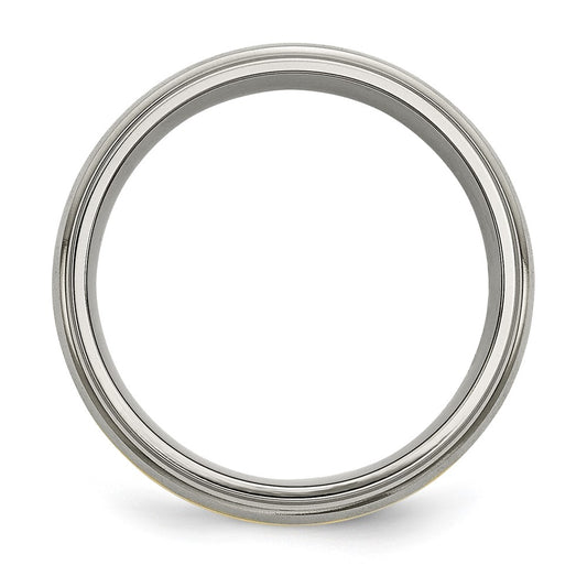 Order Exclusive 8mm Ridged Edge Titanium Band with 14K Gold Inlay - Stylish Value