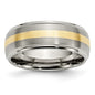 Buy Stylish 8mm Ridged Edge Band - Chiseled Titanium & 14K Gold Inlay-11