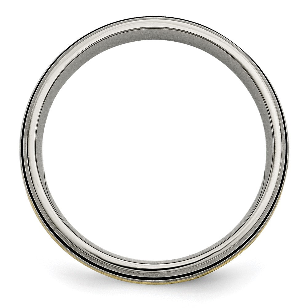 Buy Stylish 6mm Chiseled Titanium Band with Antiqued Finish & 14K Gold Inlay