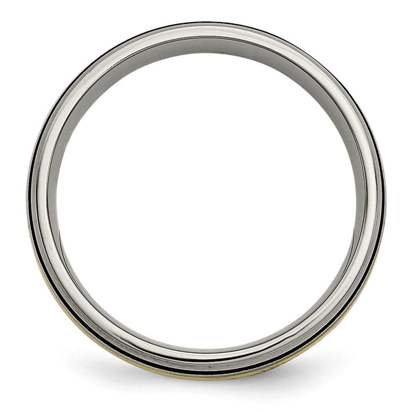6mm Chiseled Titanium Band with 14K Gold Inlay - Style GR1-1027268
