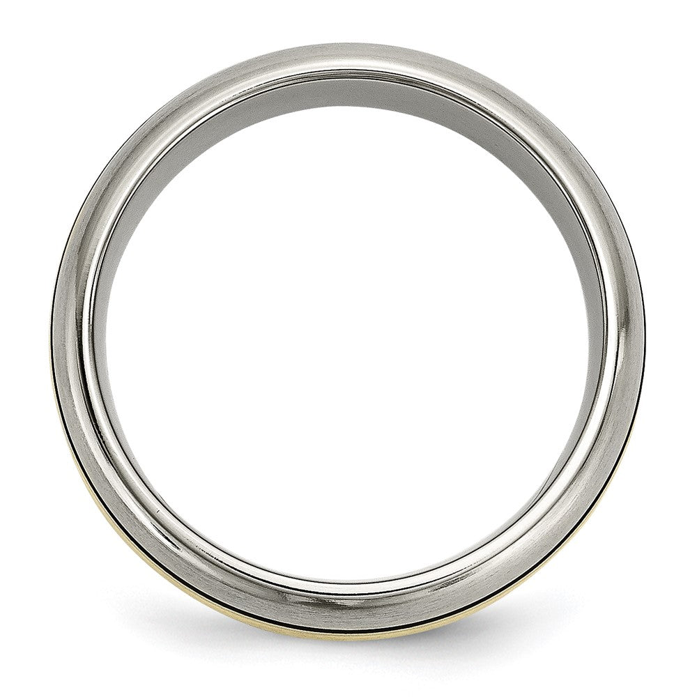 Buy Stylish 8mm Chiseled Titanium Band with 14K Gold Inlay - Antiqued Finish