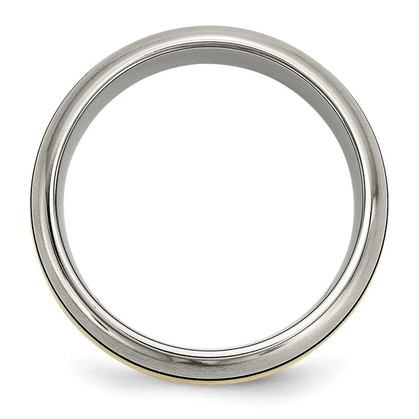 Antiqued Titanium Chisel Band with 14K Gold Inlay - 8mm