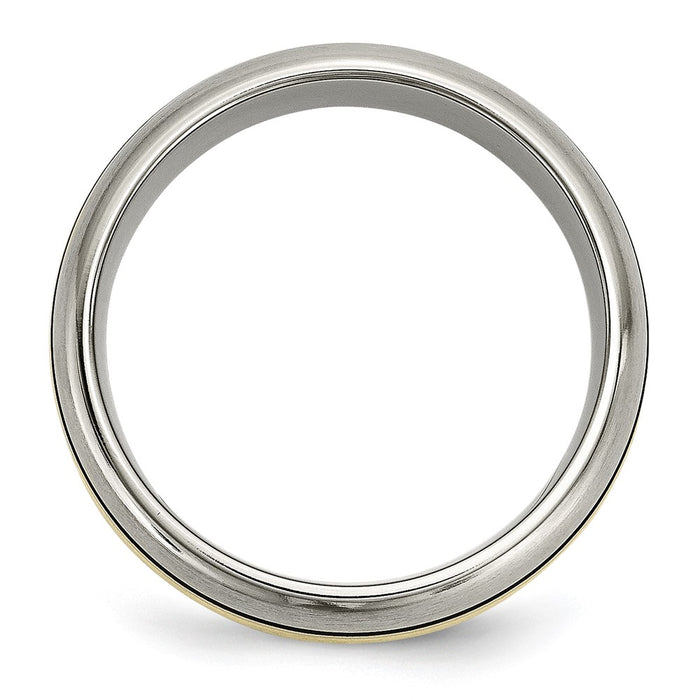 Buy Stylish 8mm Chiseled Titanium Band with 14K Gold Inlay - Antiqued Finish-2