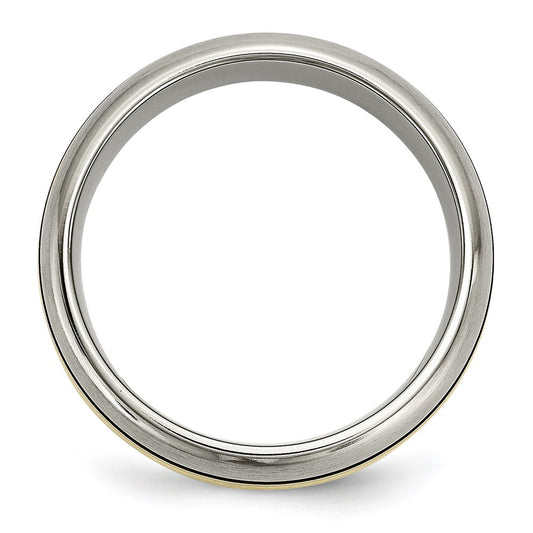 High-Quality 8mm Grooved Titanium Band with 14K Gold Inlay - Stylish Value!