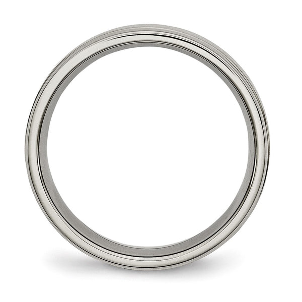 Brushed Titanium Chisel Band, 6mm Ridged Edge