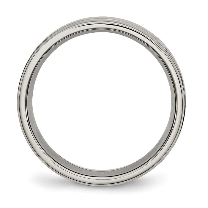 Exclusive Brushed Titanium Chisel 6mm Ridged Edge Band | Stylish & Durable-2