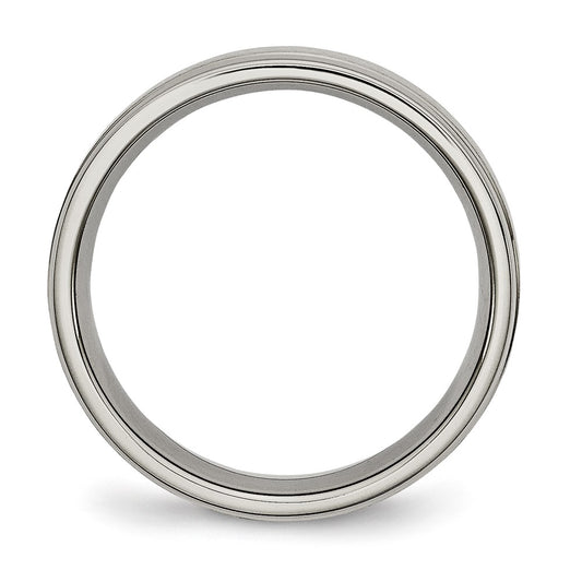 Buy Stylish Brushed Titanium 6mm Ridged Edge Chisel Band - Affordable Luxury!