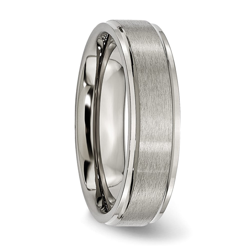 Exclusive Brushed Titanium Chisel 6mm Ridged Edge Band | Stylish & Durable