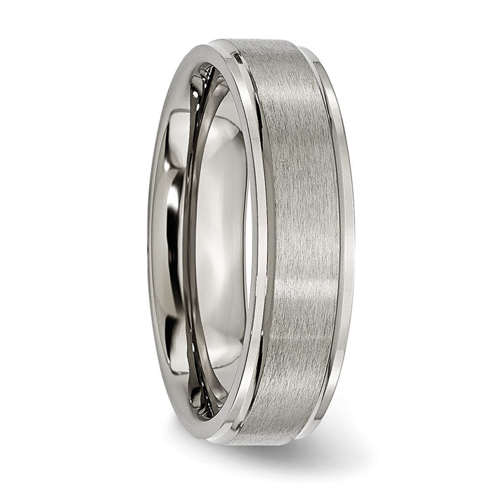 Exclusive Brushed Titanium Chisel 6mm Ridged Edge Band | Stylish & Durable-4