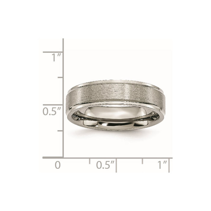Exclusive Brushed Titanium Chisel 6mm Ridged Edge Band | Stylish & Durable-6