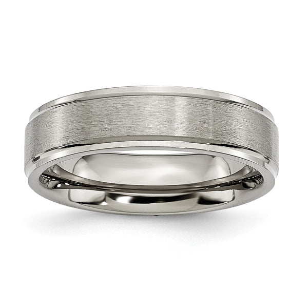 Brushed Titanium Chisel Band, 6mm Ridged Edge