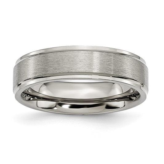 Buy Stylish Brushed Titanium 6mm Ridged Edge Chisel Band - Affordable Luxury!