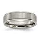 Exclusive Brushed Titanium 6mm Ridged Edge Chisel Band - Stylish Value Ring-13
