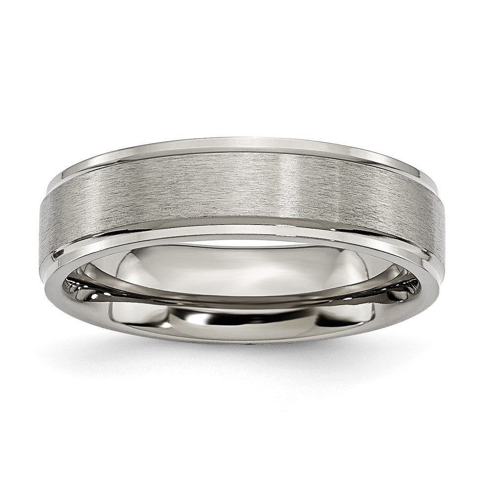 Exclusive Brushed Titanium 6mm Ridged Edge Chisel Band - Stylish & Durable