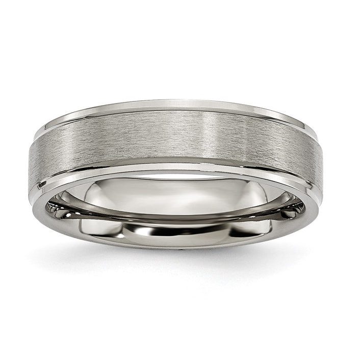 Exclusive Brushed Titanium Chisel 6mm Ridged Edge Band | Stylish & Durable-1