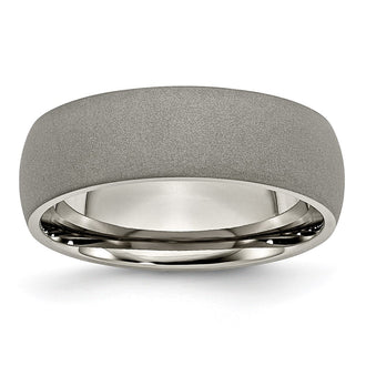 Buy Stylish 7mm Chisel Half Round Band with Titanium Finish - Luxury Look