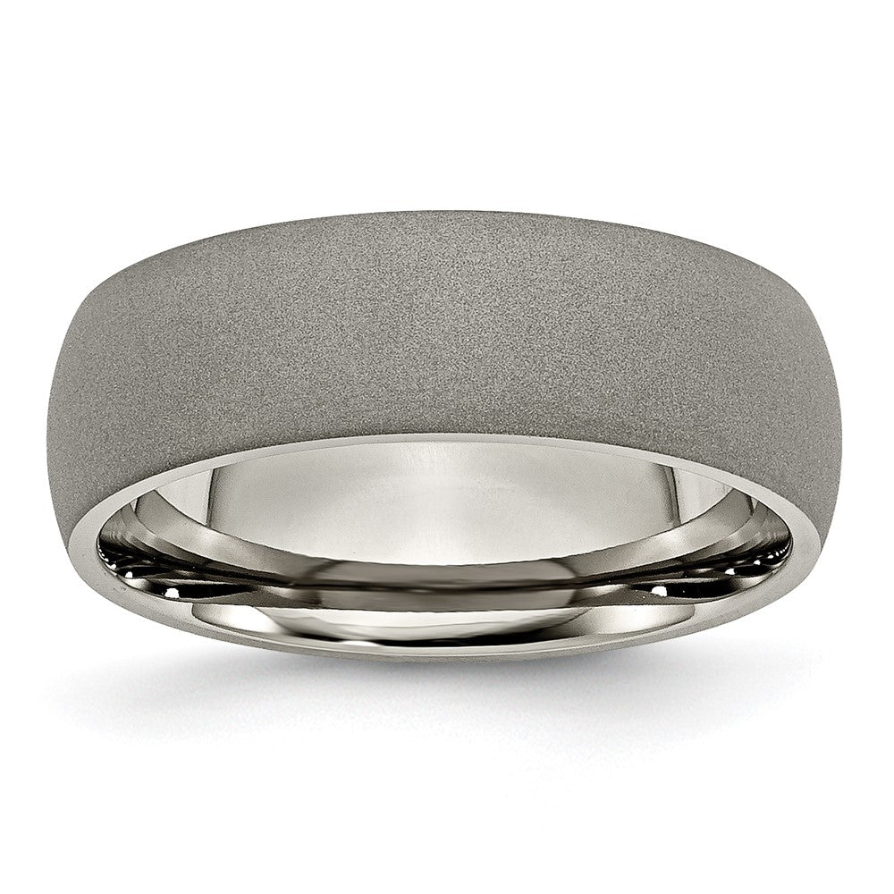 Buy Designer 7mm Chisel Half Round Band with Titanium Finish - Affordable Luxury