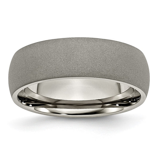Buy Designer 7mm Chisel Half Round Band with Titanium Finish - Affordable Luxury