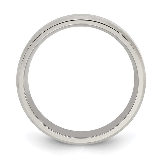 Buy Exclusive Chisel 6mm Beveled Edge Band in Brushed & Polished Titanium