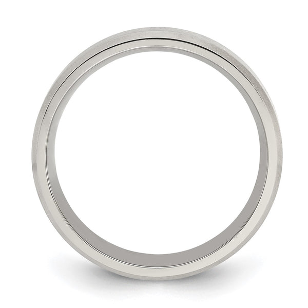6mm Chisel Titanium Beveled Edge Band - Brushed