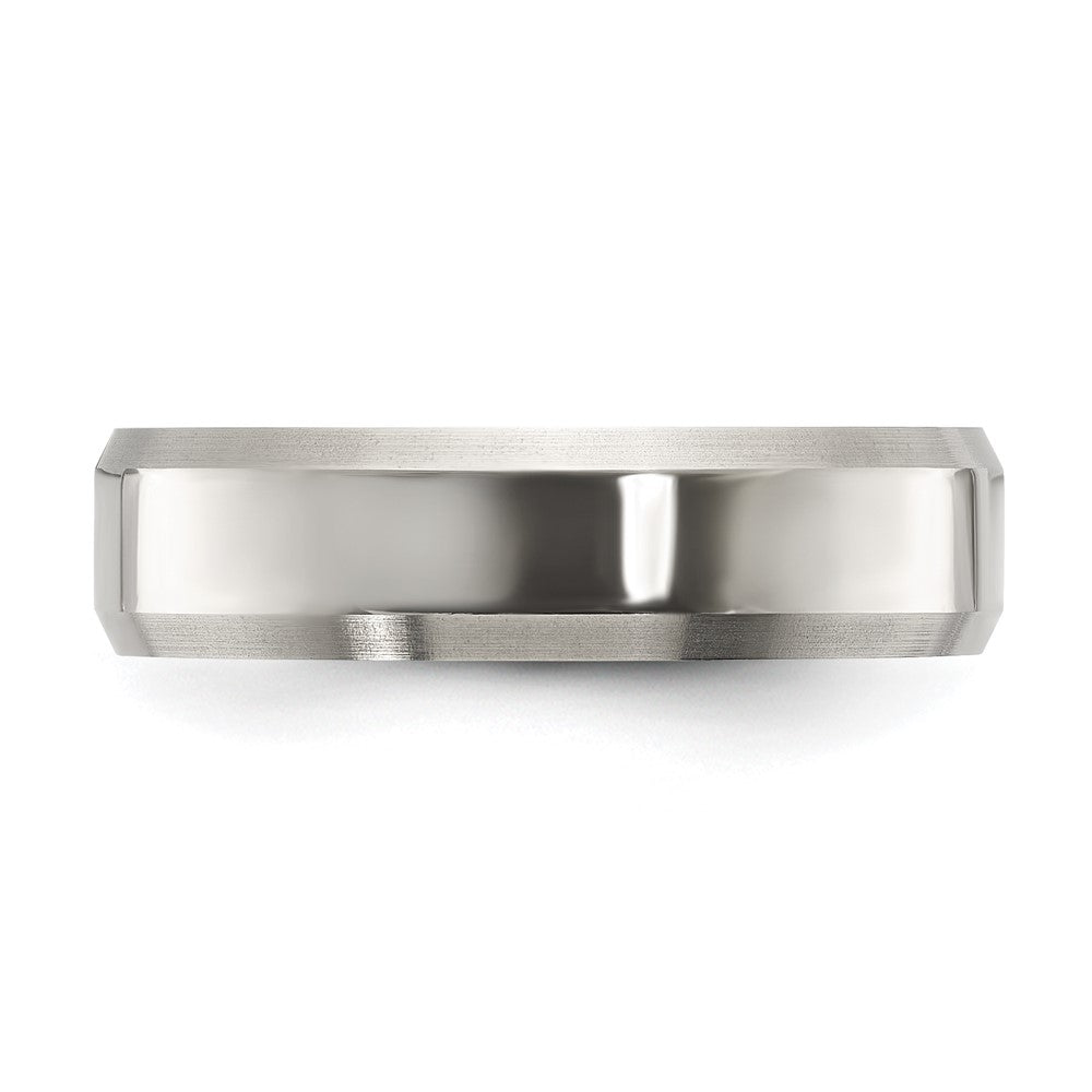 Buy Exclusive Chisel 6mm Beveled Edge Band in Brushed & Polished Titanium