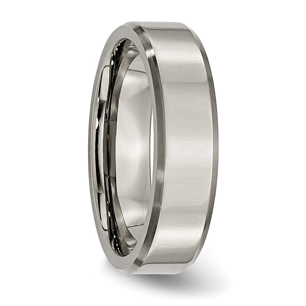 Buy Stylish 6mm Chiseled Titanium Beveled Edge Band - Durable Finish