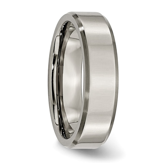 Buy Stylish 6mm Chiseled Titanium Beveled Edge Band - Durable Finish-4