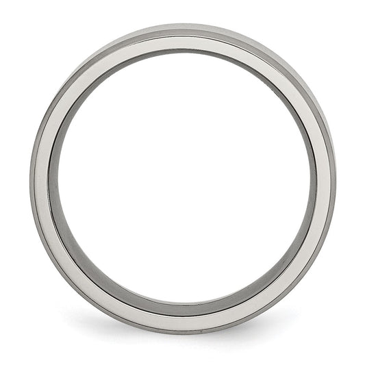 Buy Exclusive 8mm Chisel Beveled Edge Titanium Band - Stylish Brushed Finish