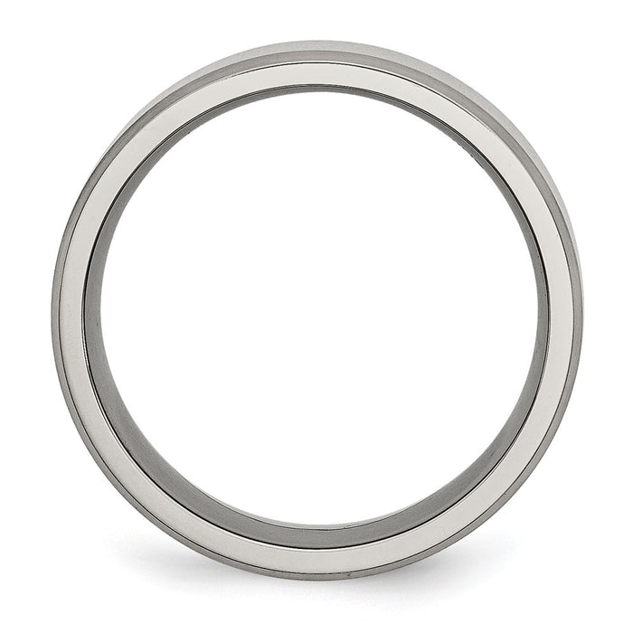 Buy Exclusive 8mm Beveled Edge Titanium Band | Stylish Brushed & Polished Finish-2