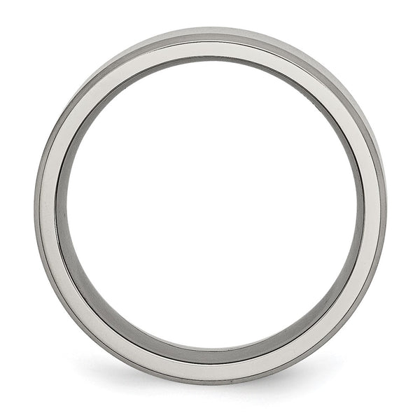 8mm Beveled Edge Titanium Band - Brushed Polished