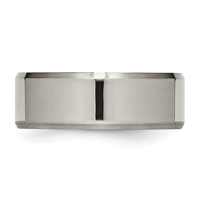 Buy Exclusive 8mm Beveled Edge Titanium Band | Stylish Brushed & Polished Finish-3